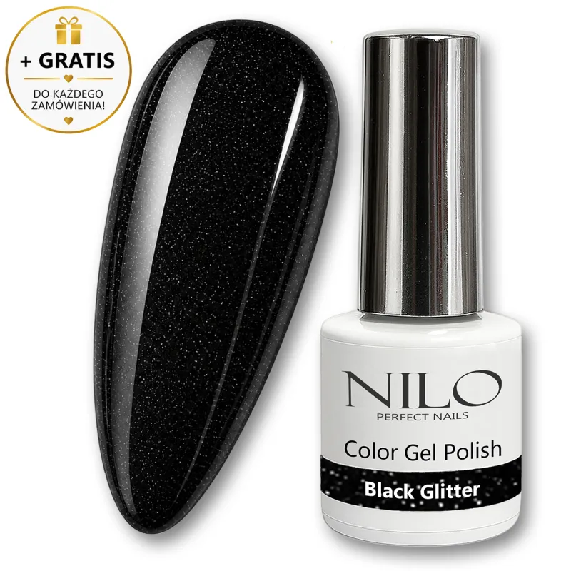 Lakier Hybrydowy Black Glitter – NILO no.102